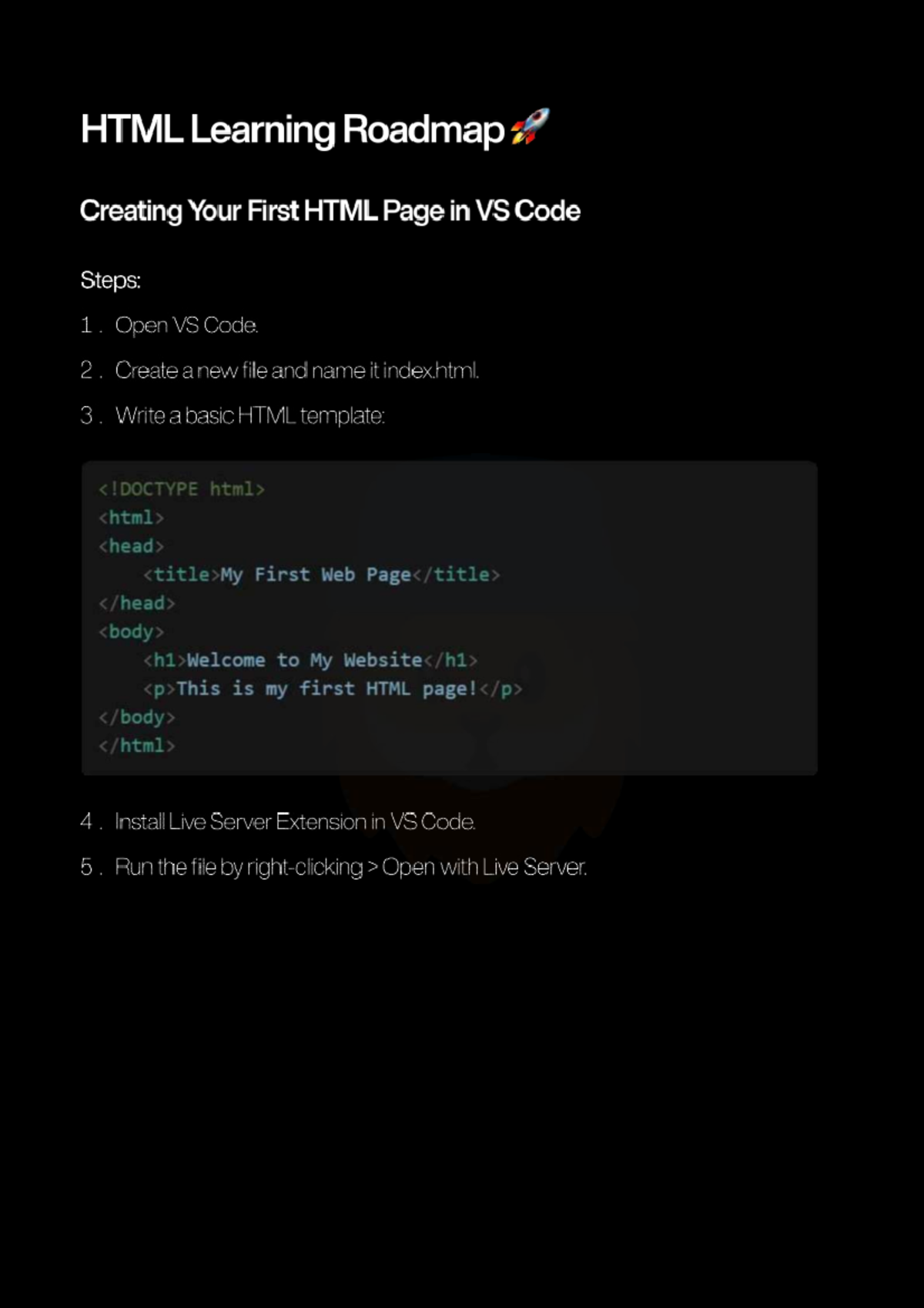 HTML Bootcamp Day 3 Notes: Creating Your First Page in VS Code - Studocu