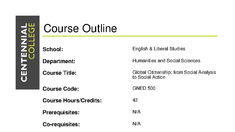 GNED 500 Course Outline: Global Citizenship & Social Action Fall 2025 ...