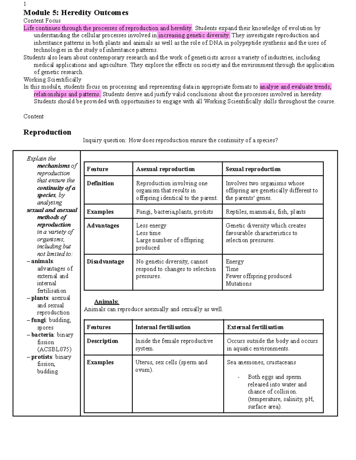 HSC Biology Notes - Module 5: Heredity and Genetic Diversity - Studocu