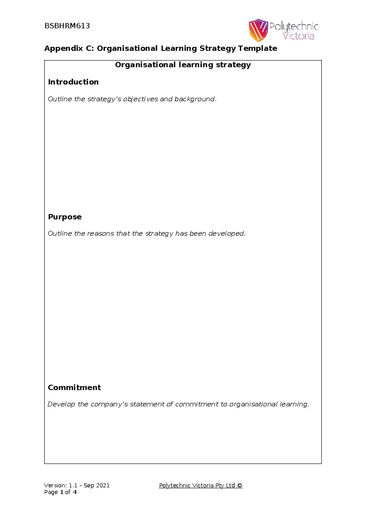 1 - Bsbhrm 613 - Appendix C - Appendix C: Organisational Learning ...