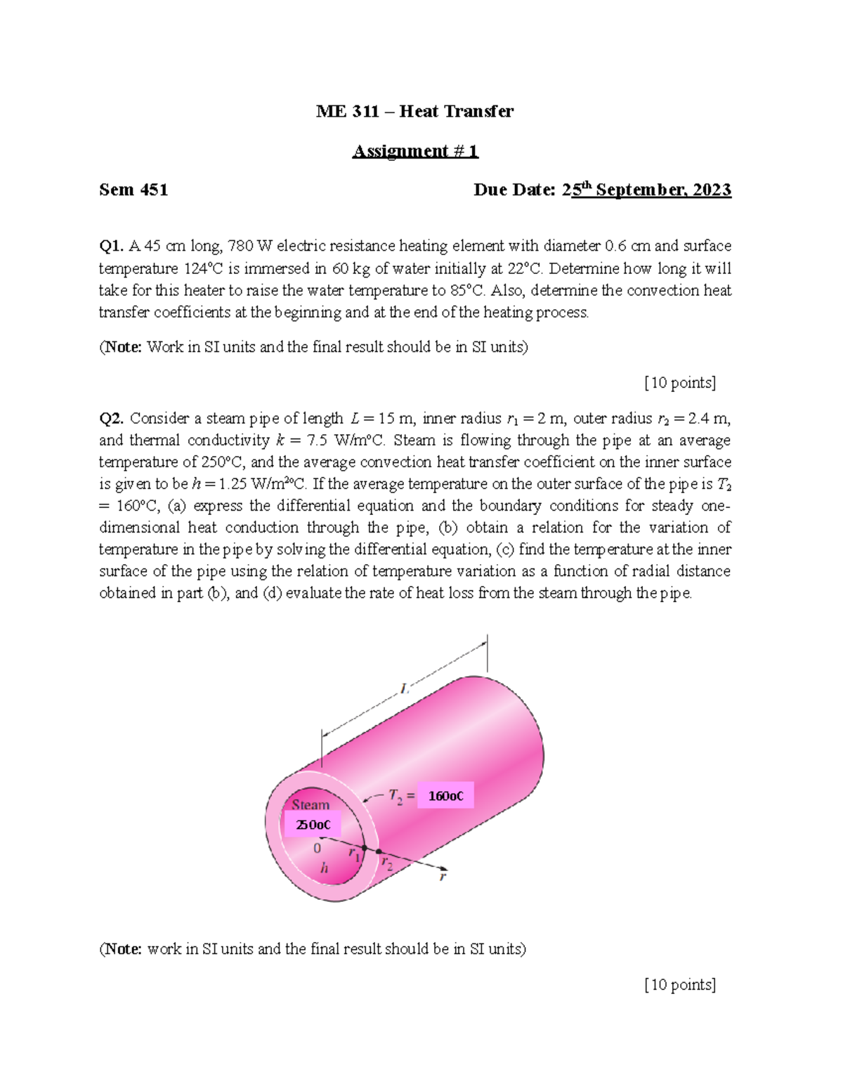 Assignment 1 - ME 311: Heat Transfer (Sem 451) Solutions & Analysis ...