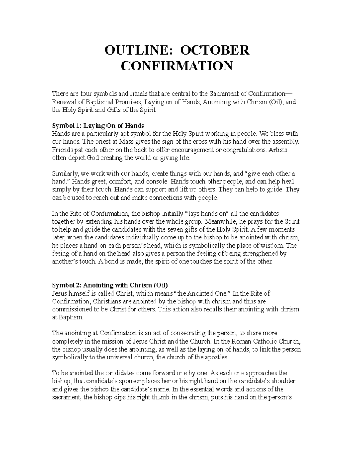 Confirmation Symbols And Rituals