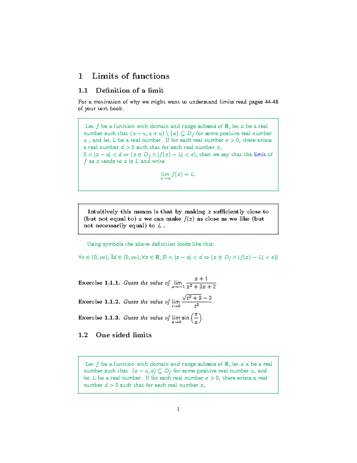 Limits of Functions - Notes (Math 101) - Studocu