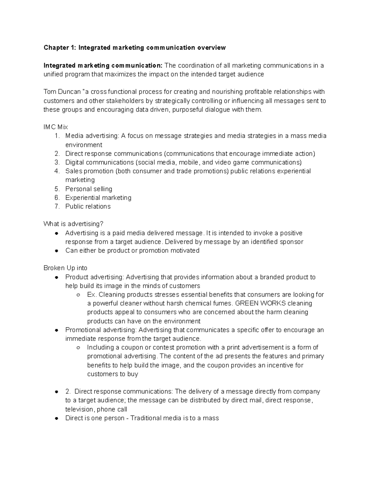 Chapter 1 Integrated marketing communication overview - Chapter 1 ...