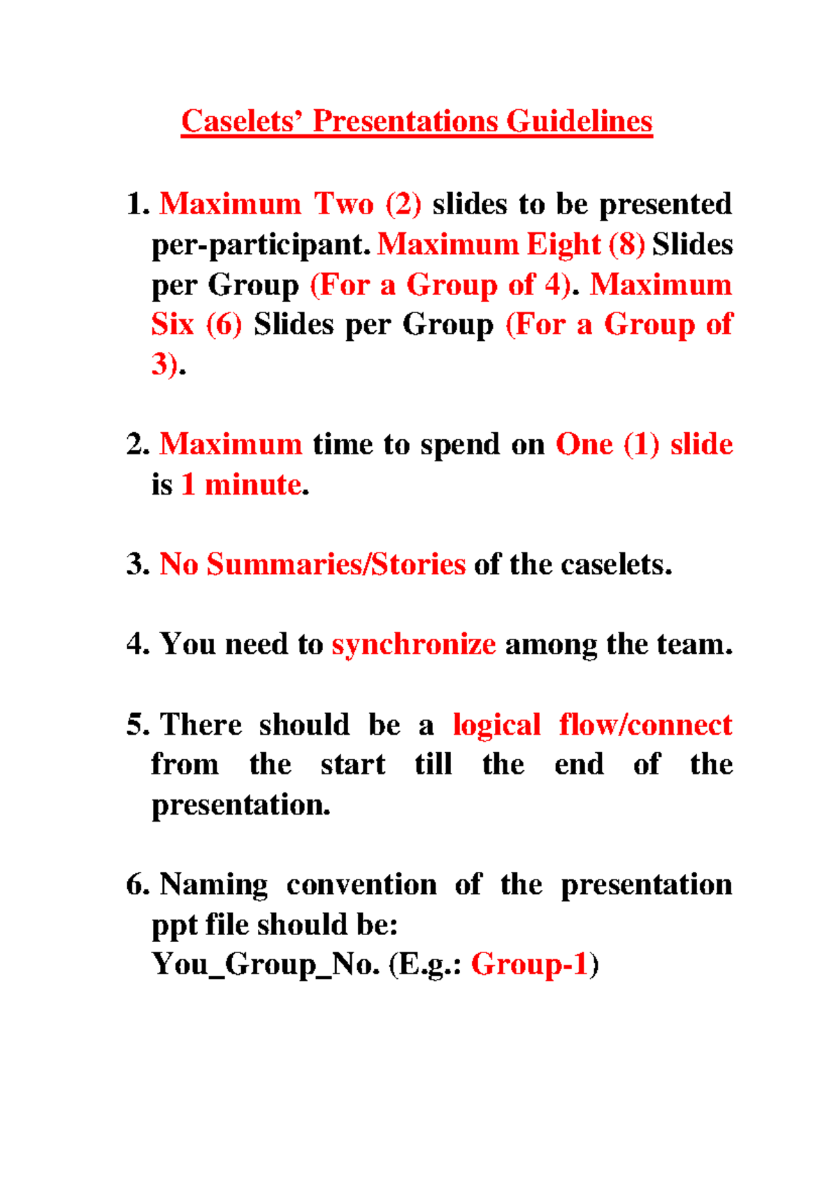 Caselets Presentation Guidelines for WWD Course Group Assignment - Studocu