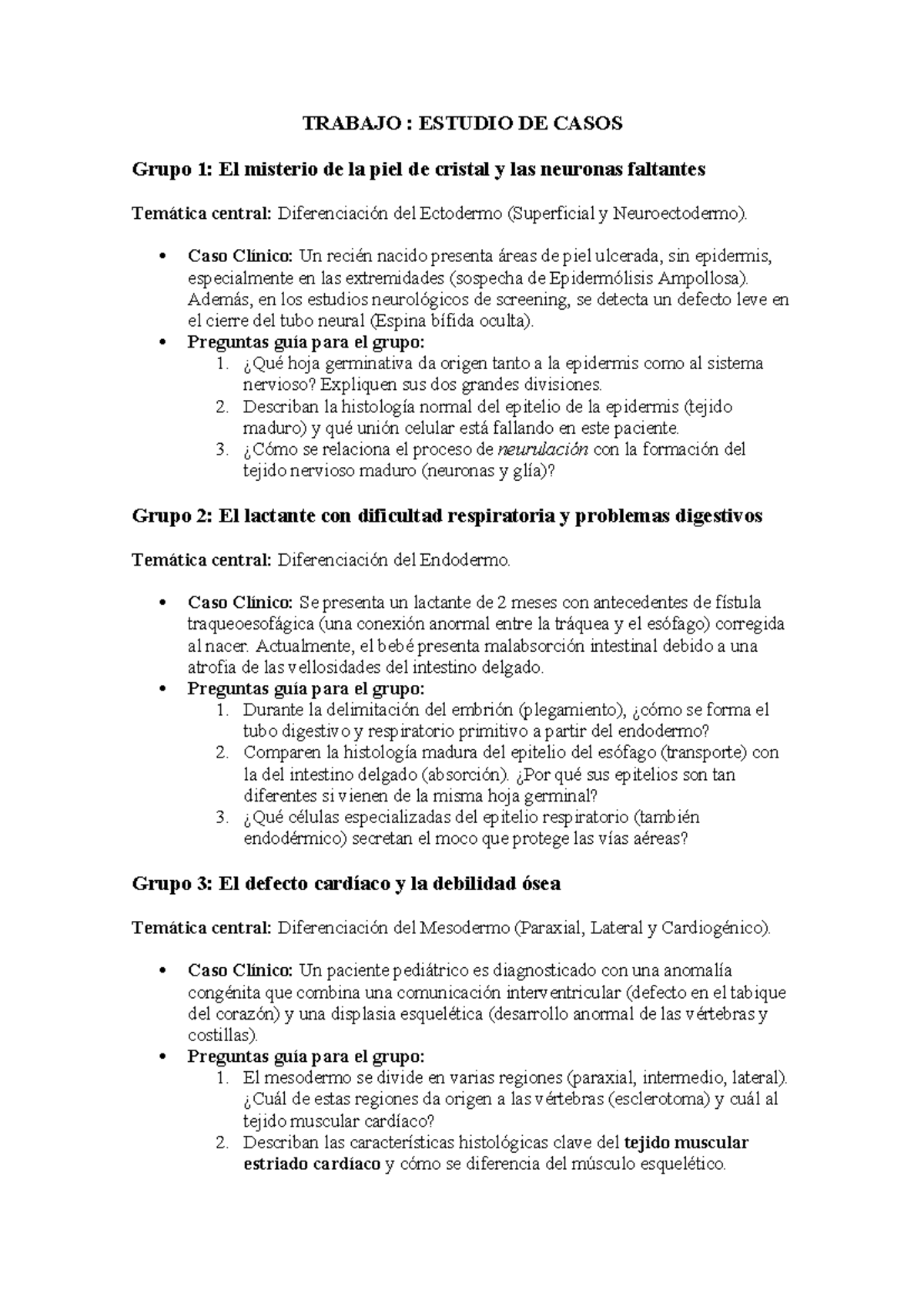 Estudio de Casos: Diferenciación del Ectodermo, Endodermo y Mesodermo ...