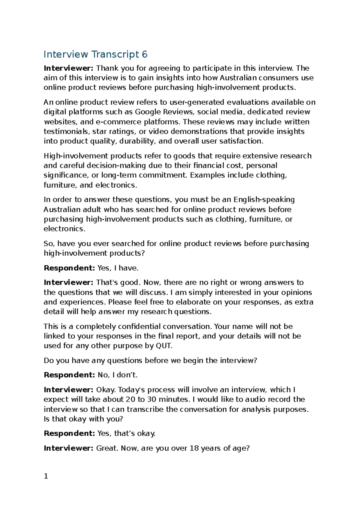 QUT Interview Transcript: Insights on Australian Consumers & Online ...