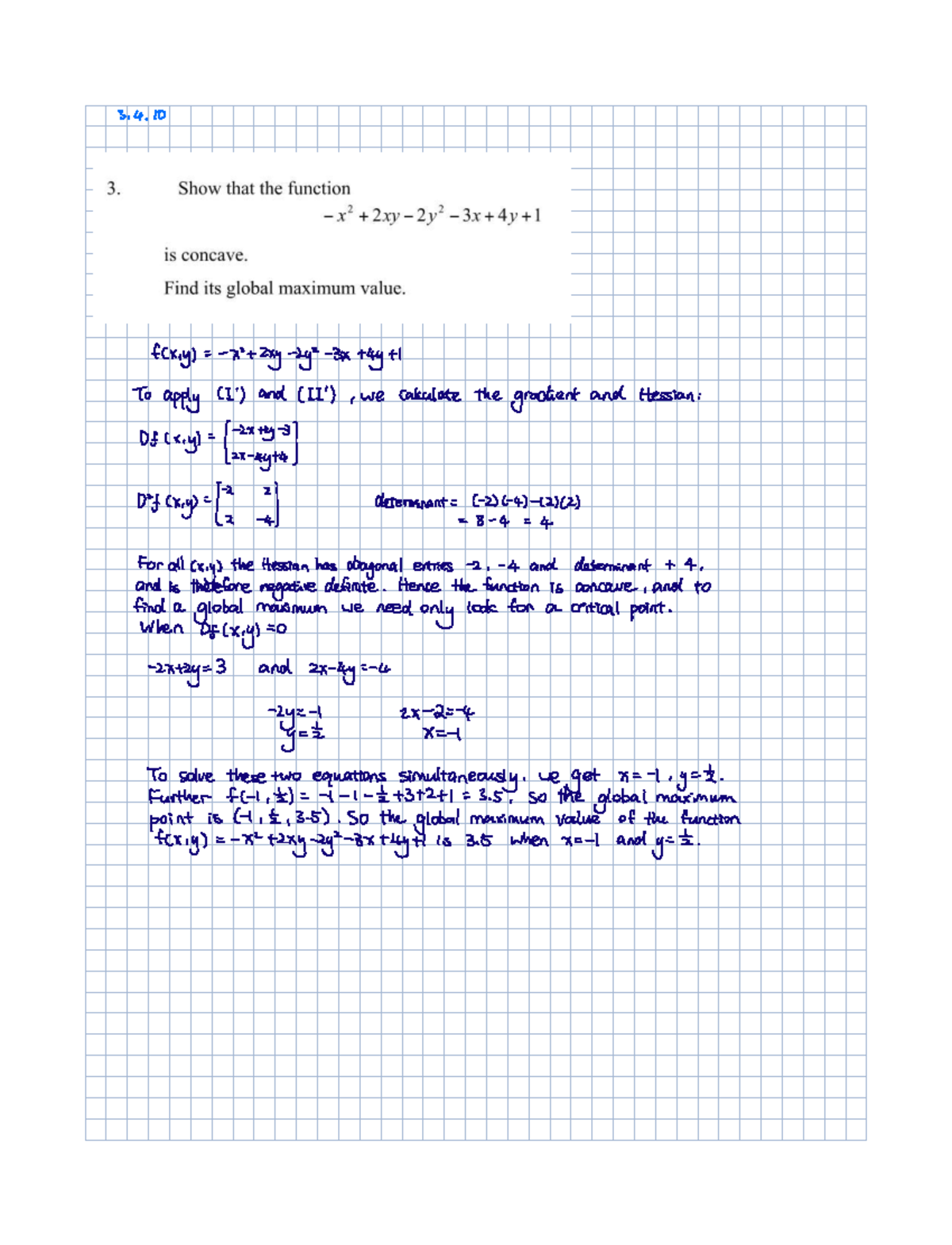 Concave Function Analysis and Global Maximum - MATH 209 Notes - Studocu