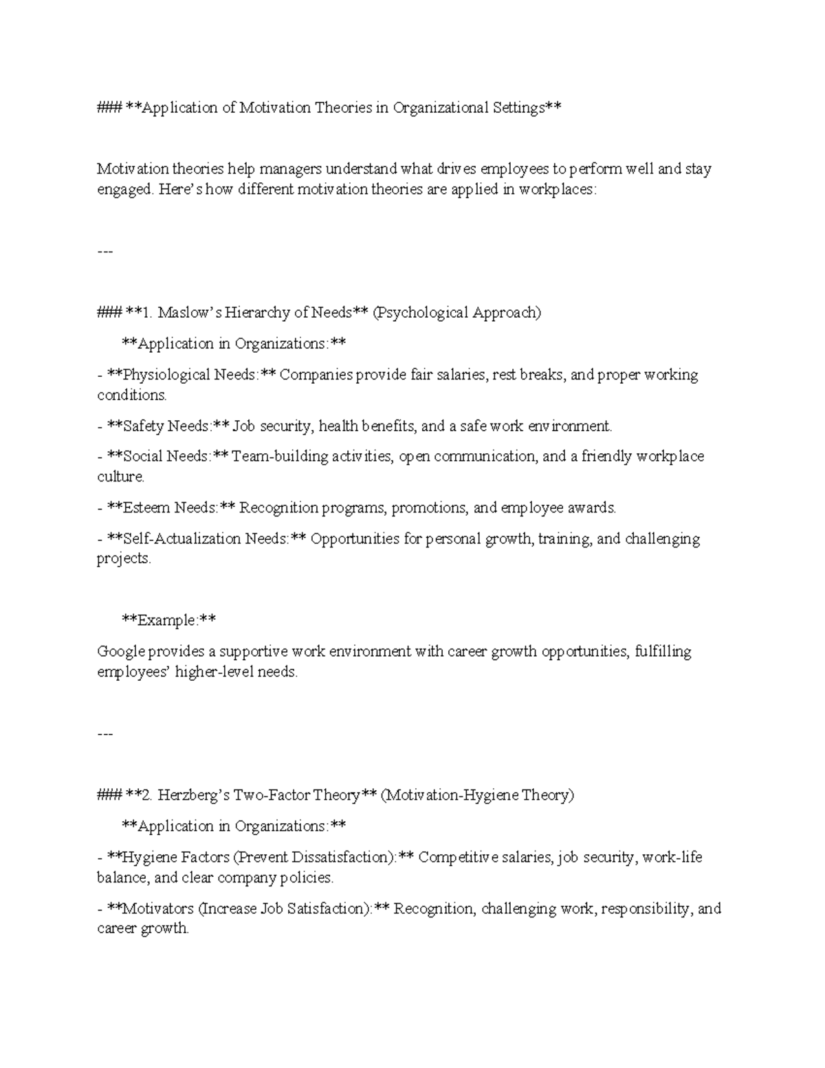 Application of Motivation Theories in Organizational Settings - Here’s ...