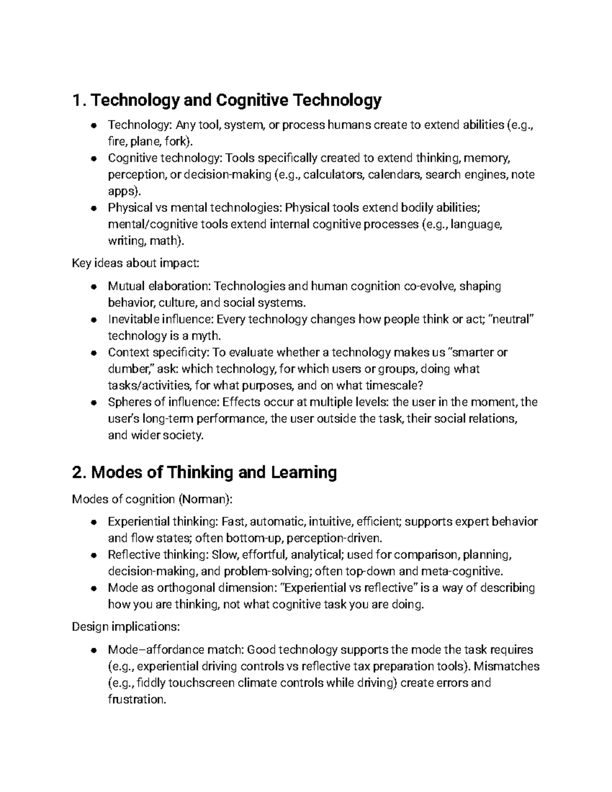 Cognitive Technology and Learning Modes Overview - Studocu