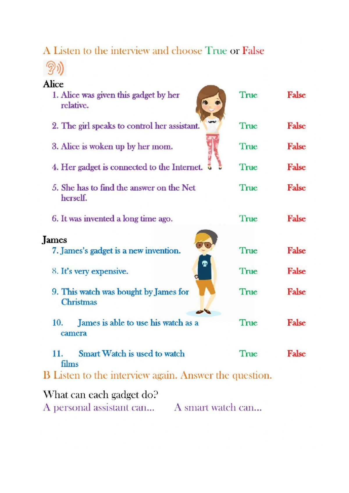 Listening Passive Voice: True/False Exercise and Gadget Functions - Studocu