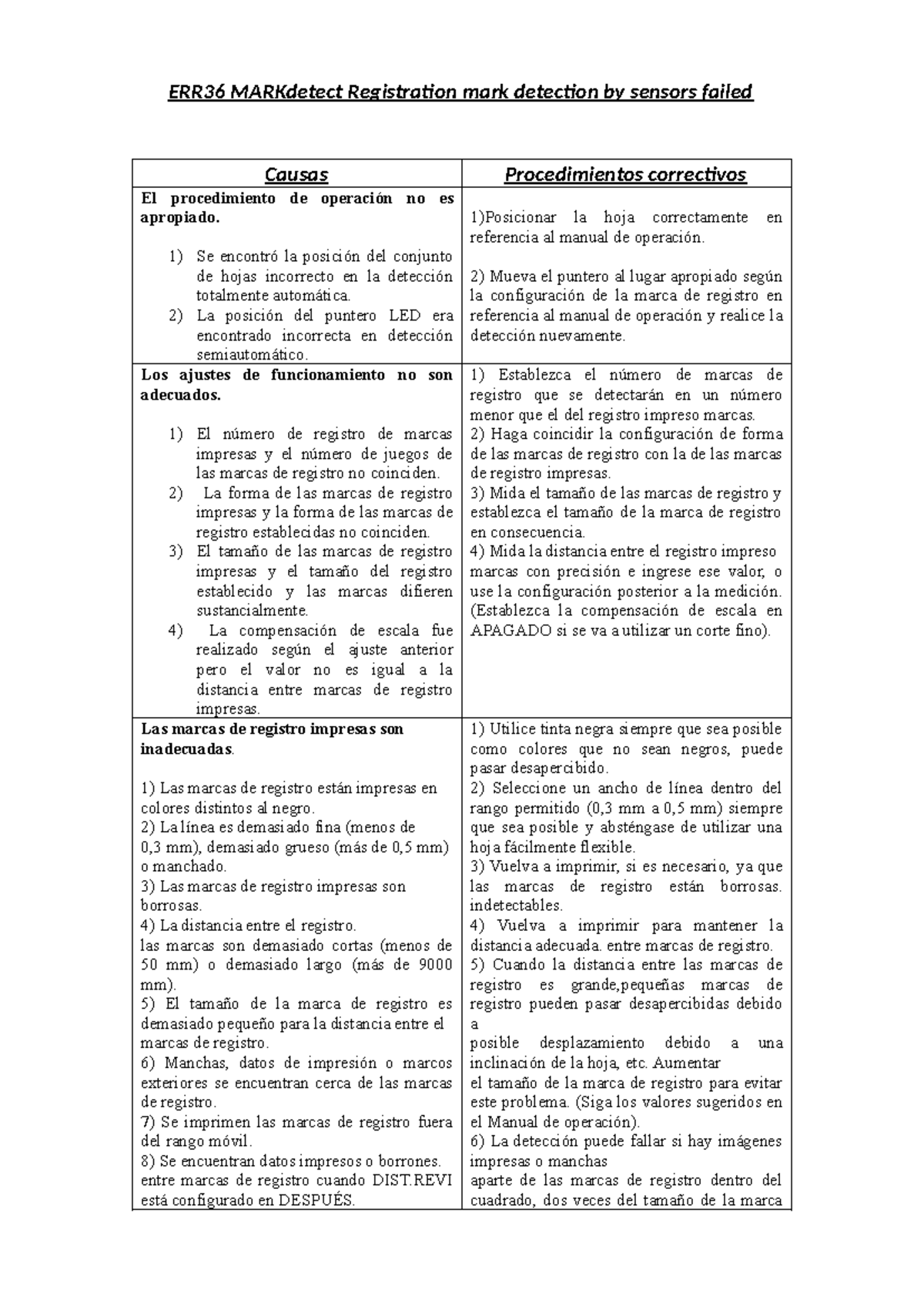 ERR36 MARKdetect Fallos en la detección de marcas de registro - Studocu
