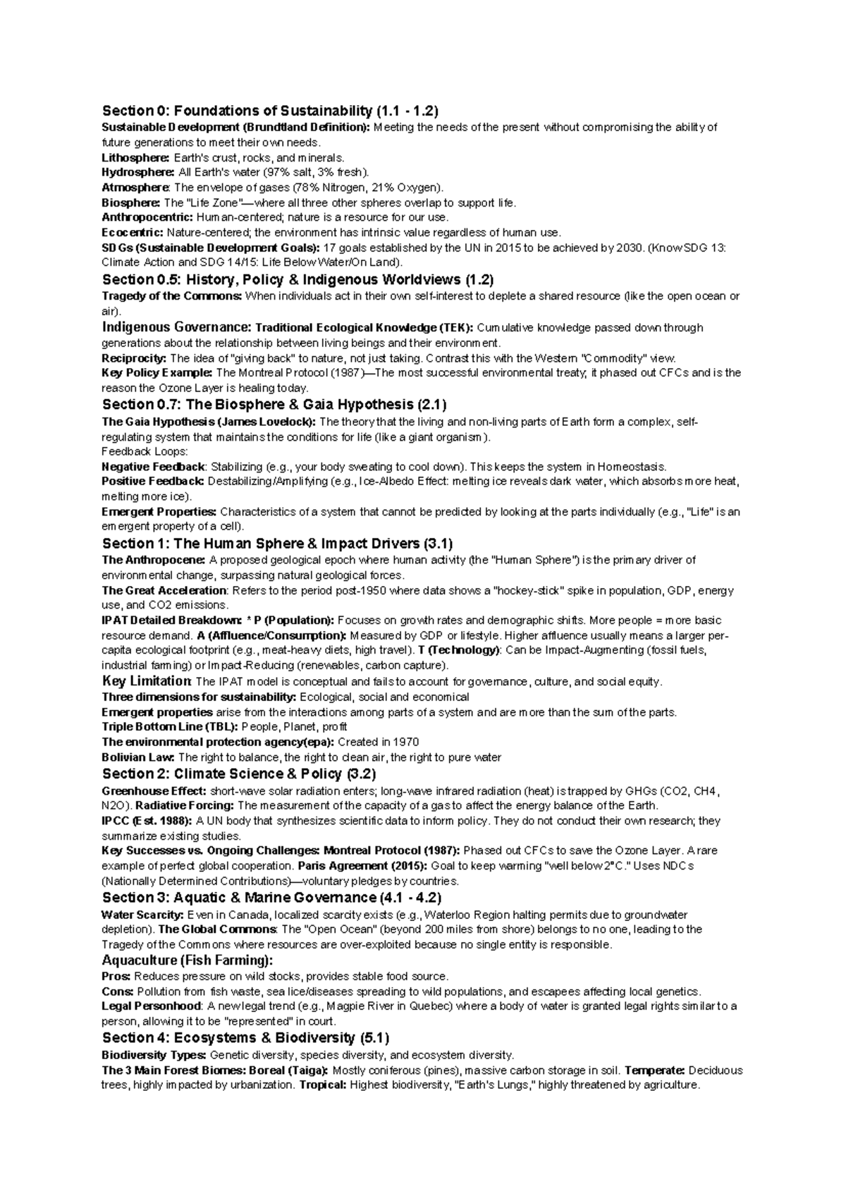 Es-110 - Comprehensive Course Notes on Sustainability Foundations - Studocu