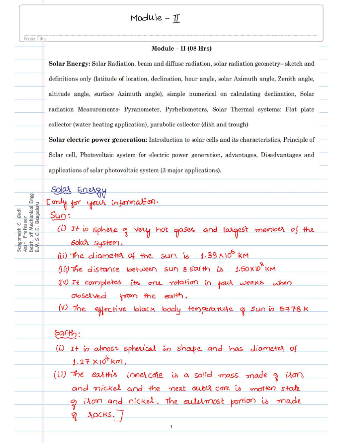 Solar Energy (Assignment) - Module II: Detailed Overview of Solar ...
