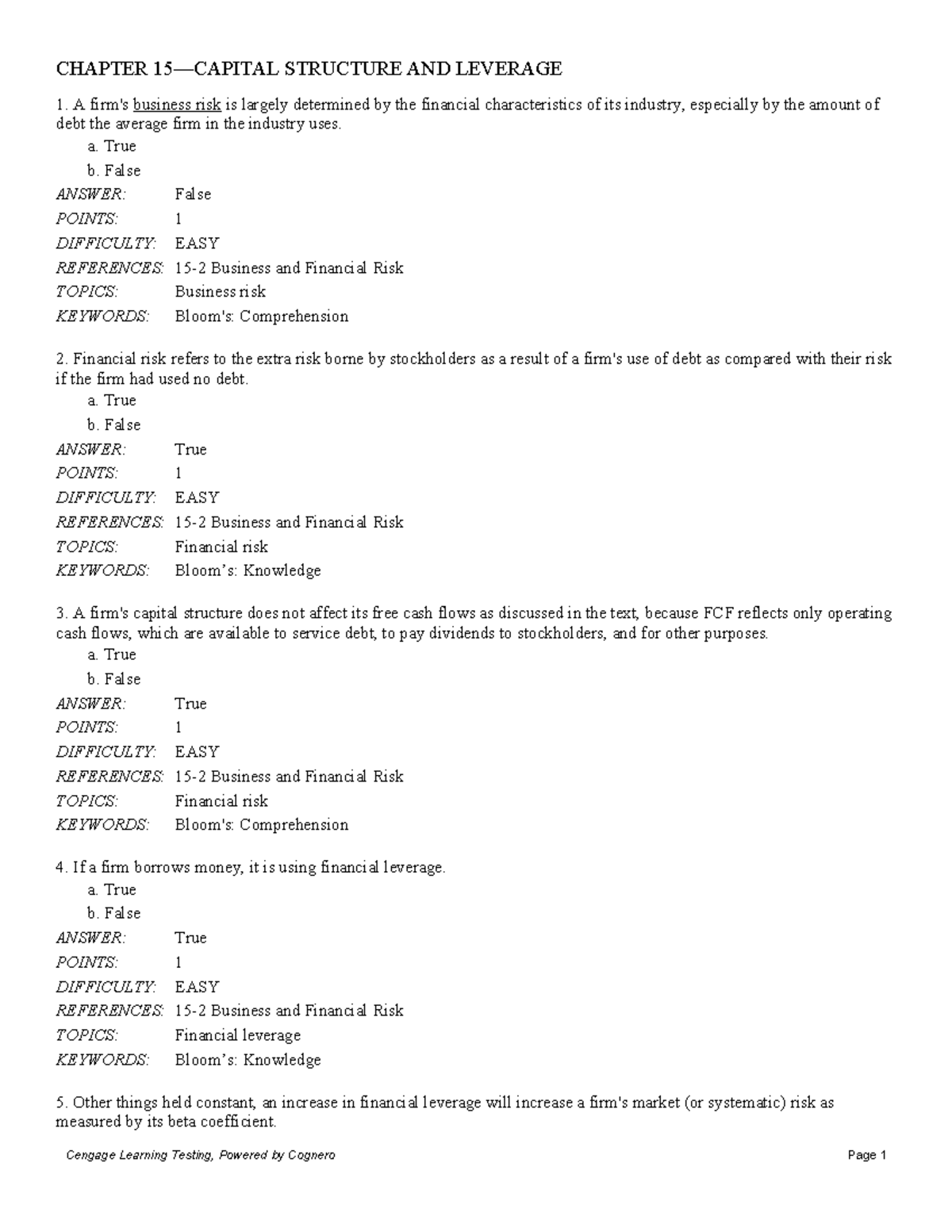 Chapter 15: Understanding Capital Structure and Financial Leverage ...
