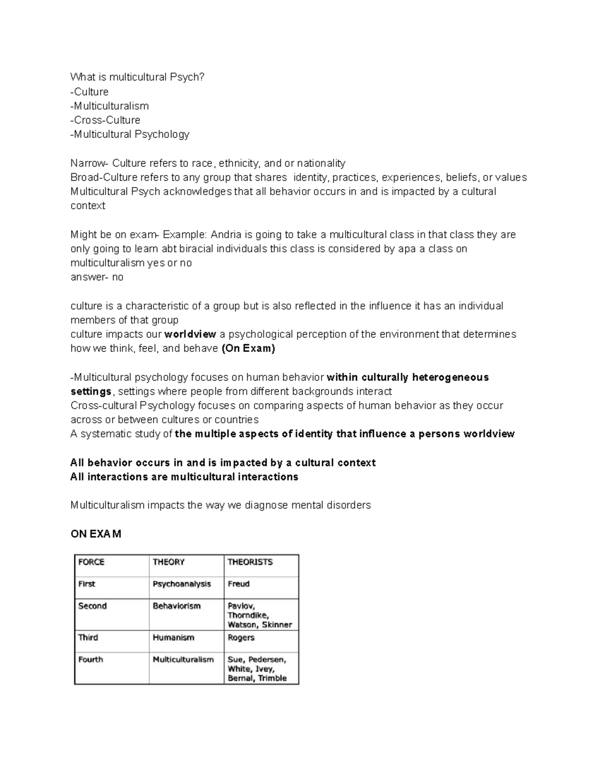 Multicultural Psychology Notes (PSY 101) - Key Concepts & Models - Studocu