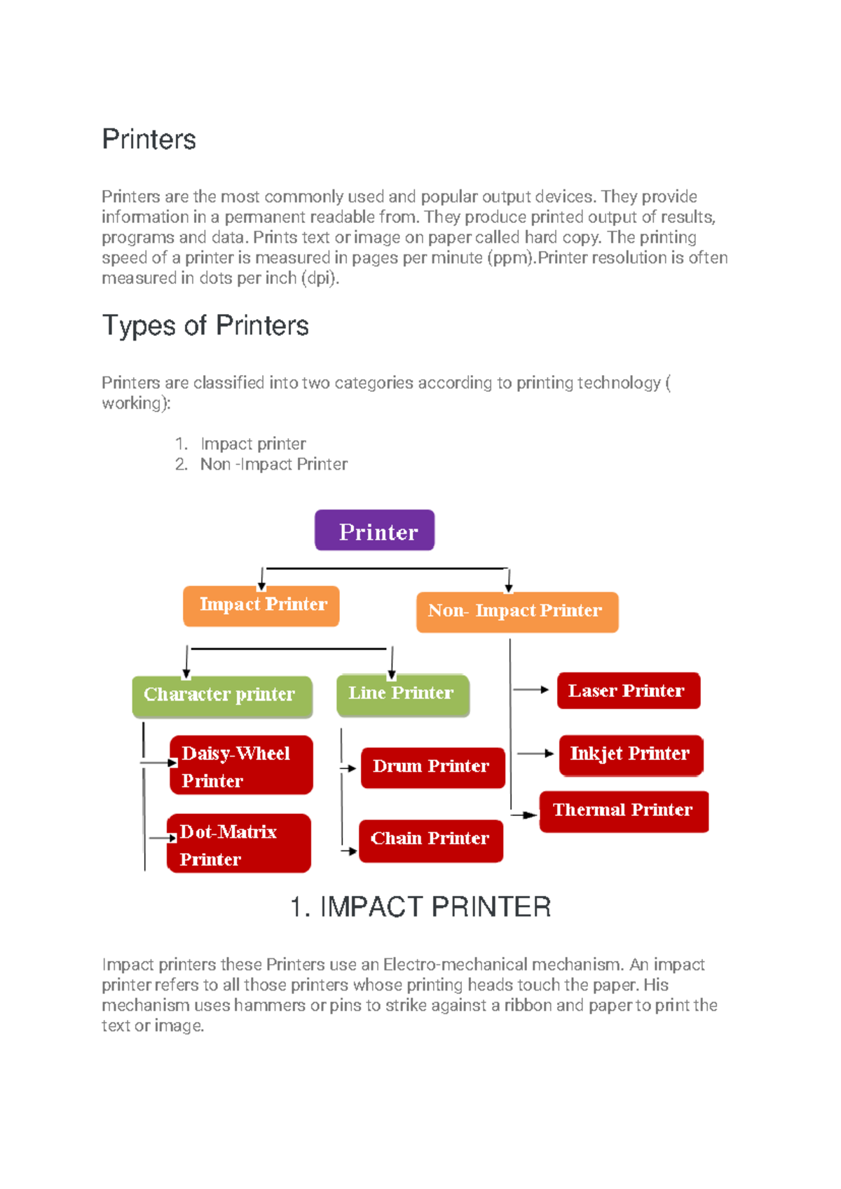 Detailed Analysis of Printers and Scanners: Types and Functions - Studocu