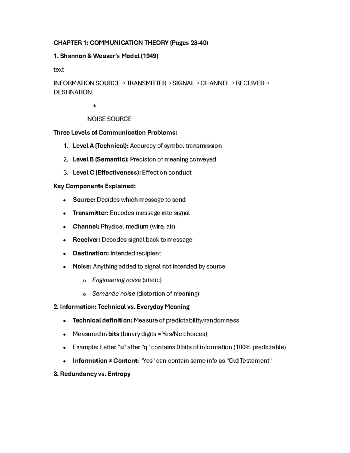 CHAPTER 1 & 3: COMMUNICATION THEORY & MEANING ANALYSIS - Studocu