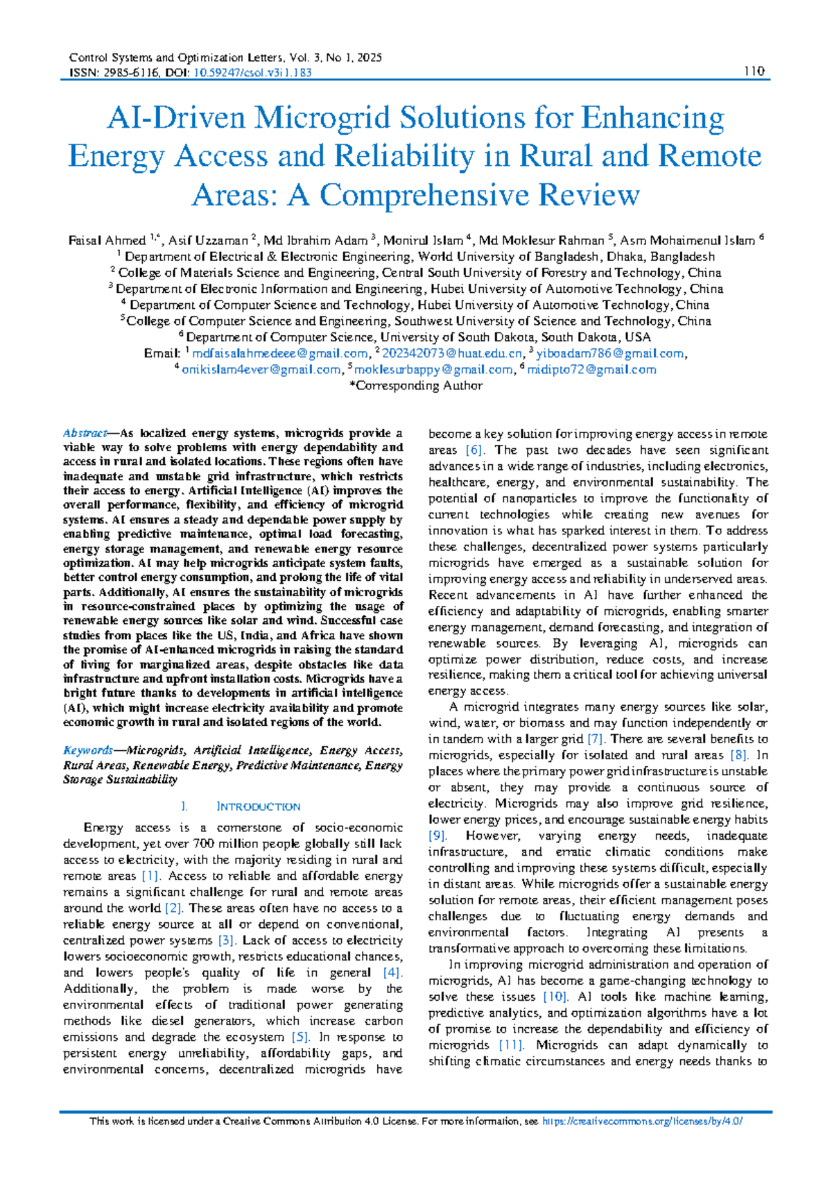 Microgrid Solutions for Energy Access in Rural Areas: A Review (CSE ...