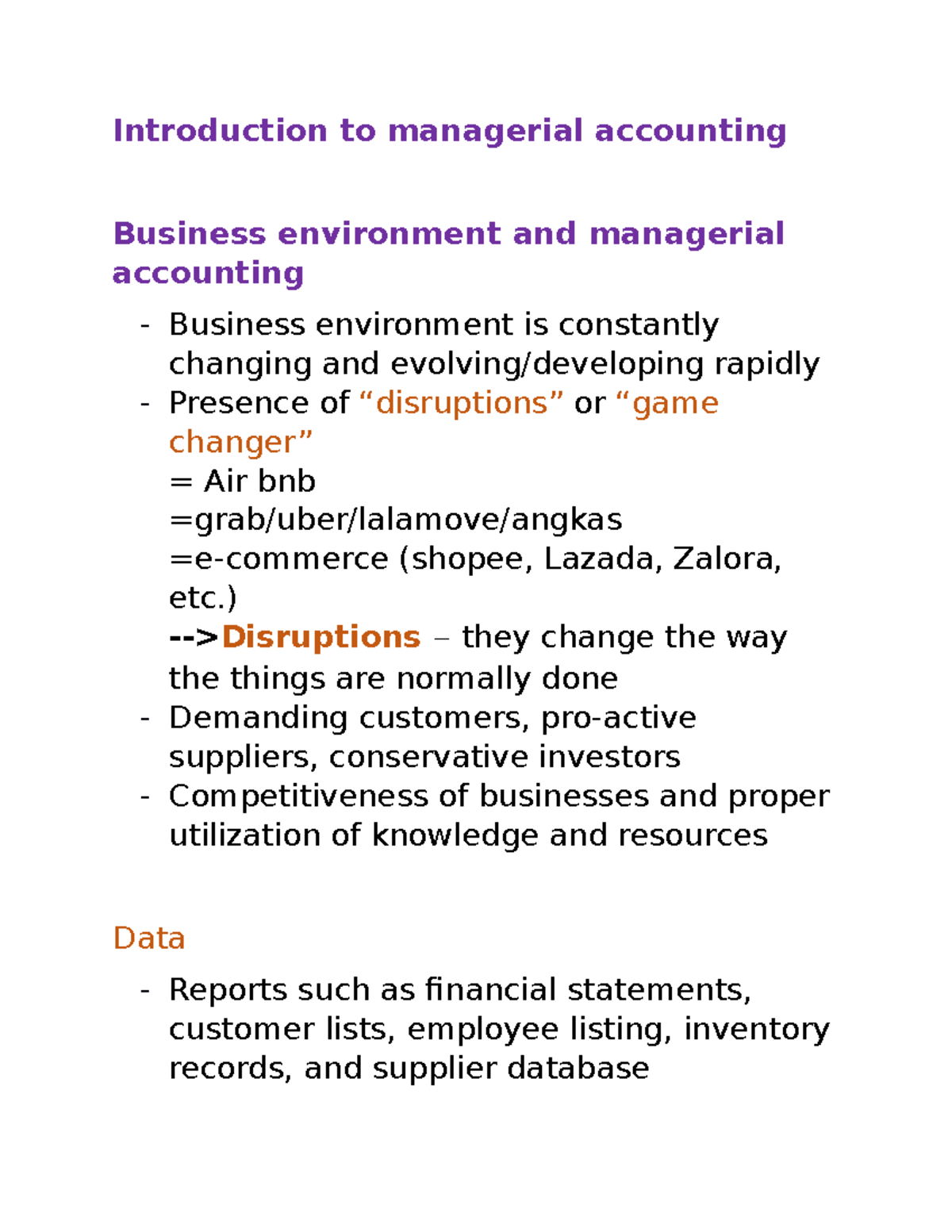 Introduction to managerial accounting - Introduction to managerial ...
