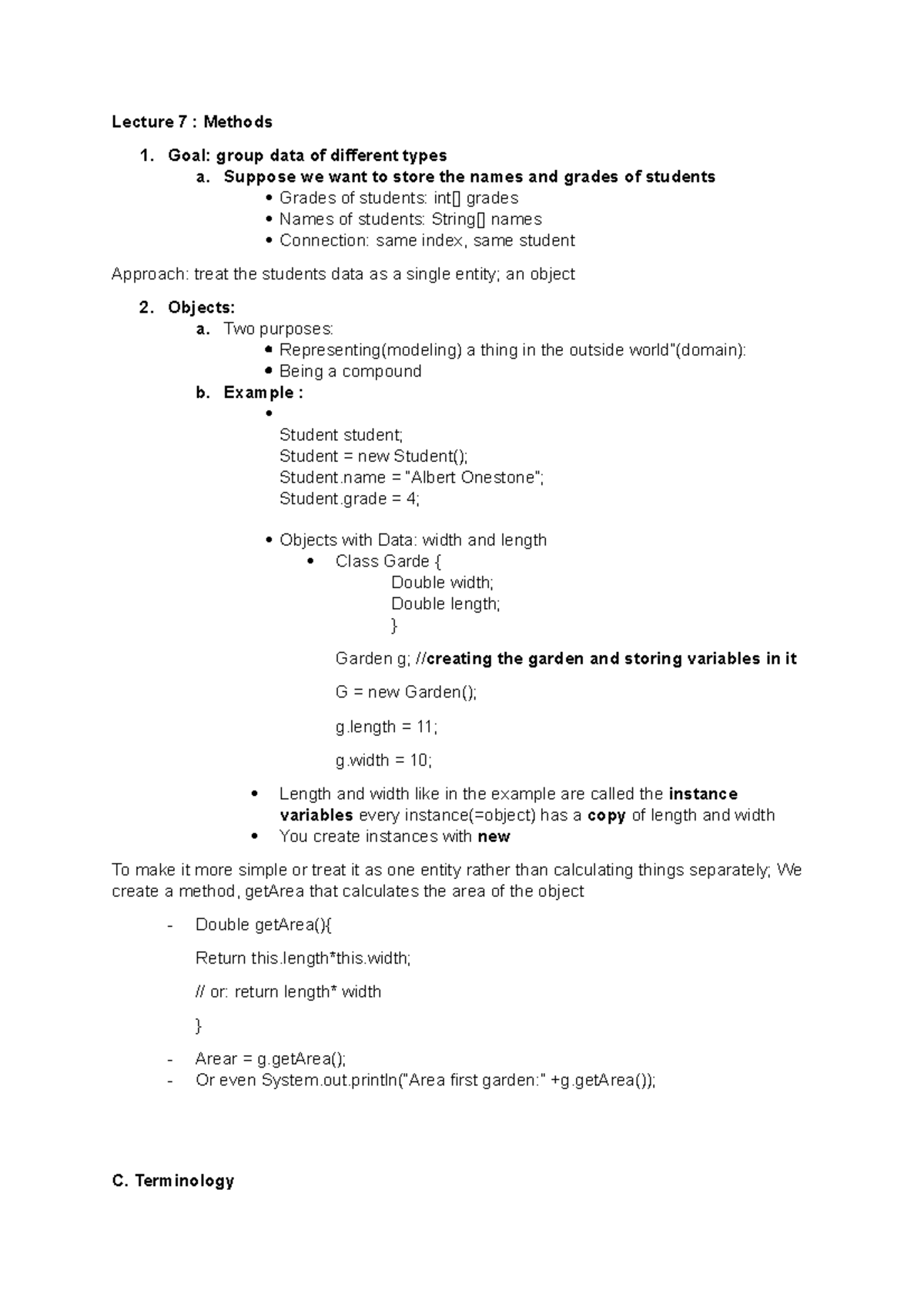Lecture 7: Methods, Scopes, and Variables in Java Programming - Studeersnel