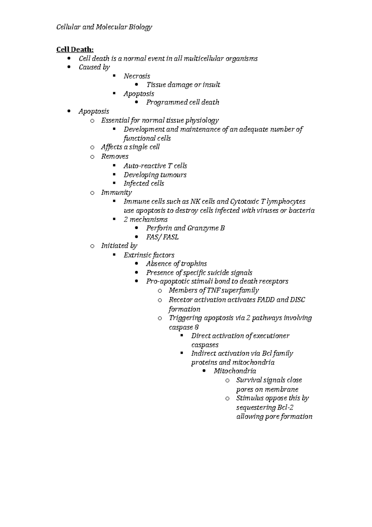 Cell Death Lecture Notes - Cell Death: Cell death is a normal event in ...