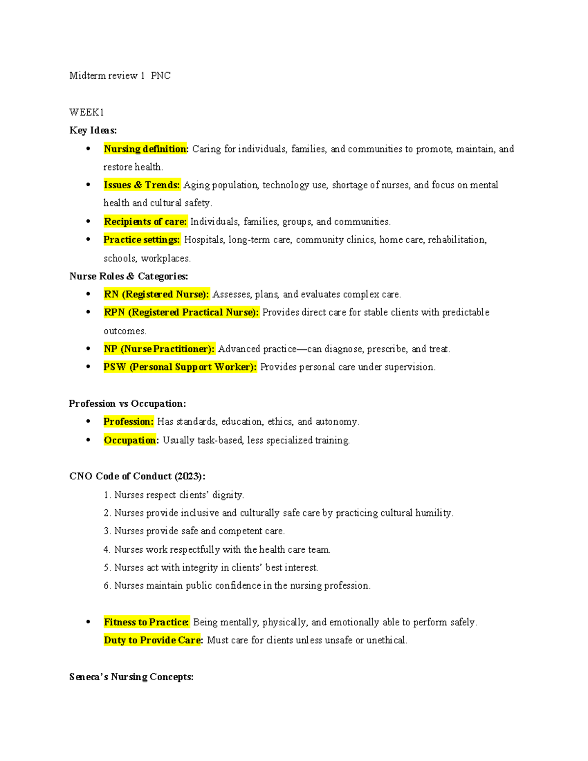 Midterm Review 1: Key Nursing Concepts and Communication Skills - Studocu