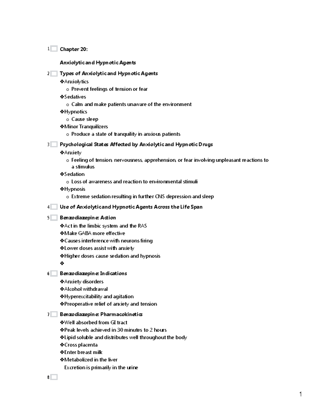 Chapter 20: Anxiolytic & Hypnotic Agents - Comprehensive Notes for ...