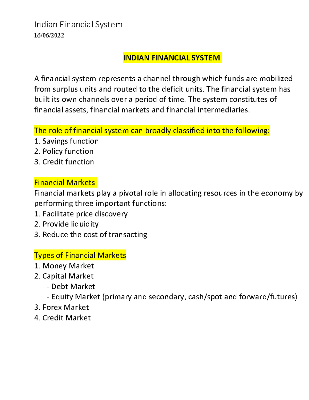 2. Indian Financial System Overview - Key Concepts and Structures - Studocu