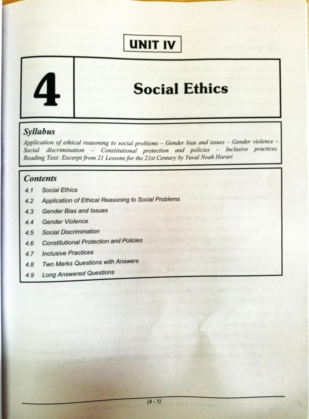 HVE - Unit 4 - Human Values and Ethics - UNIT IV 4 Social Ethics ...