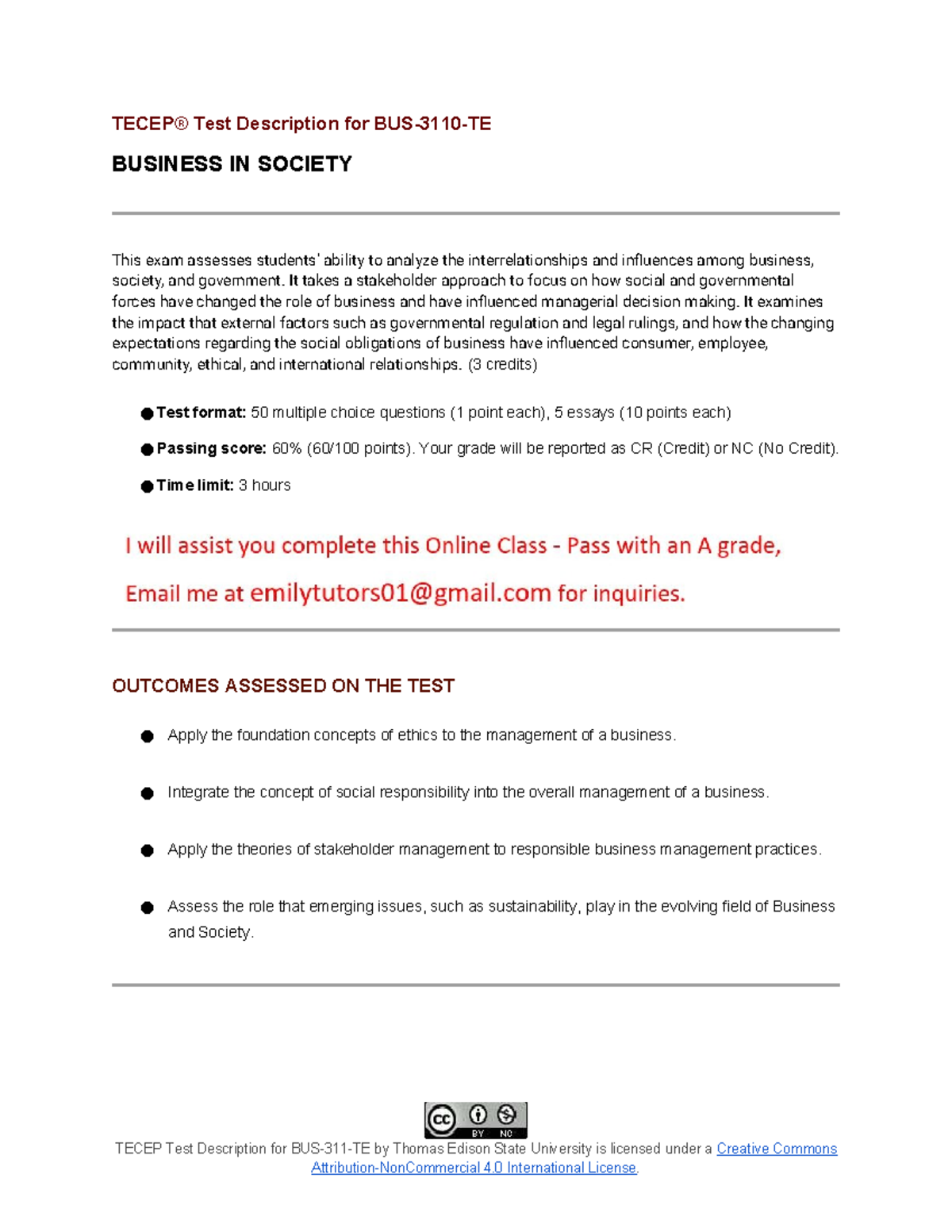BUS 3110 Final Exam Study Guide: Business in Society Analysis - Studocu