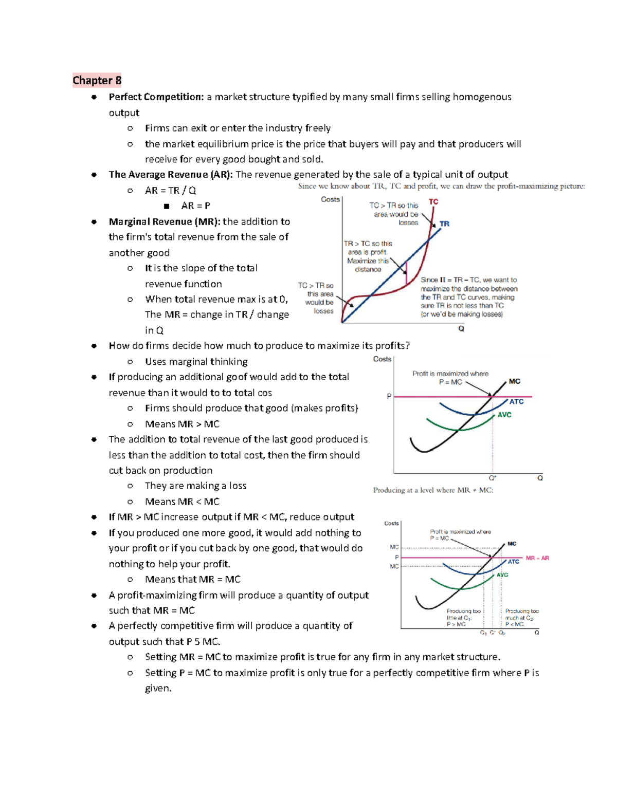 ECON 1B03 - Comprehensive Notes on Chapter 8: Perfect Competition - Studocu