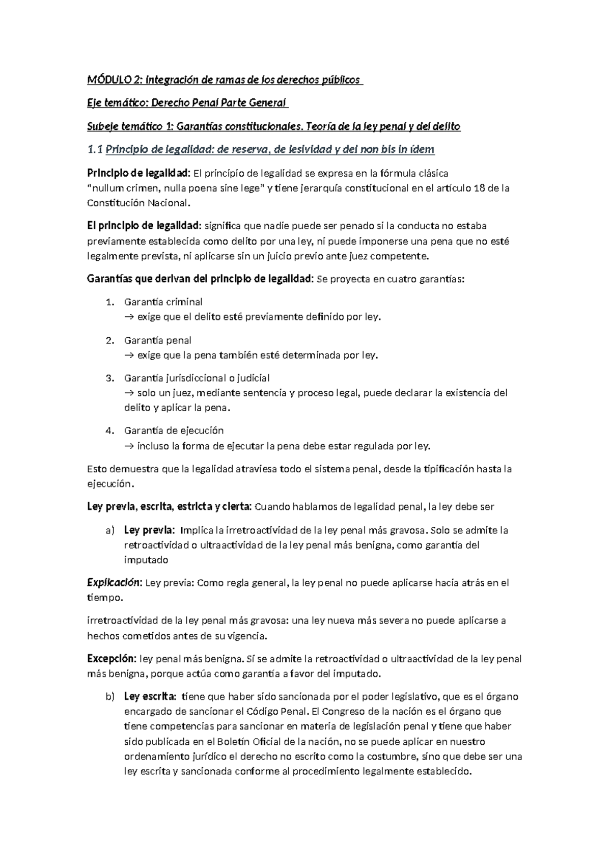 Derecho Penal Parte General: Módulo 2 - Principios de Legalidad y ...