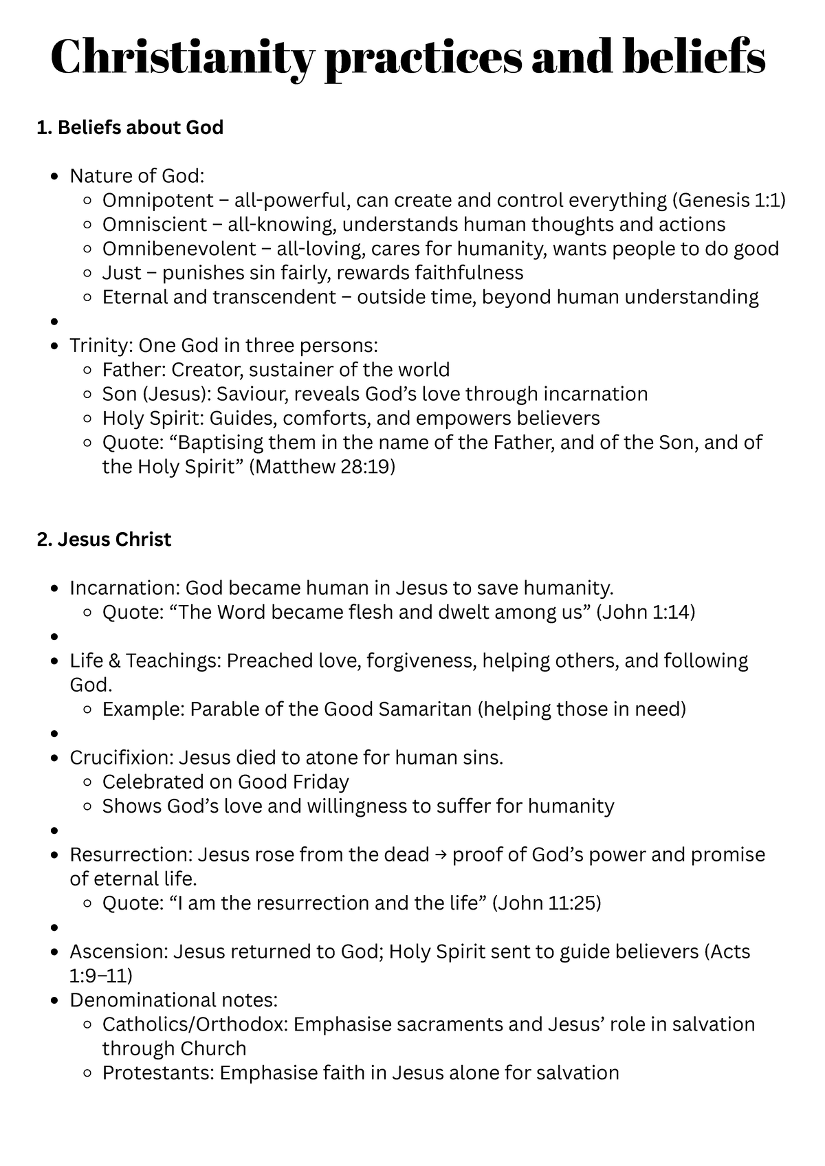 Christianity Practices and Beliefs: Key Concepts and Teachings - Studocu