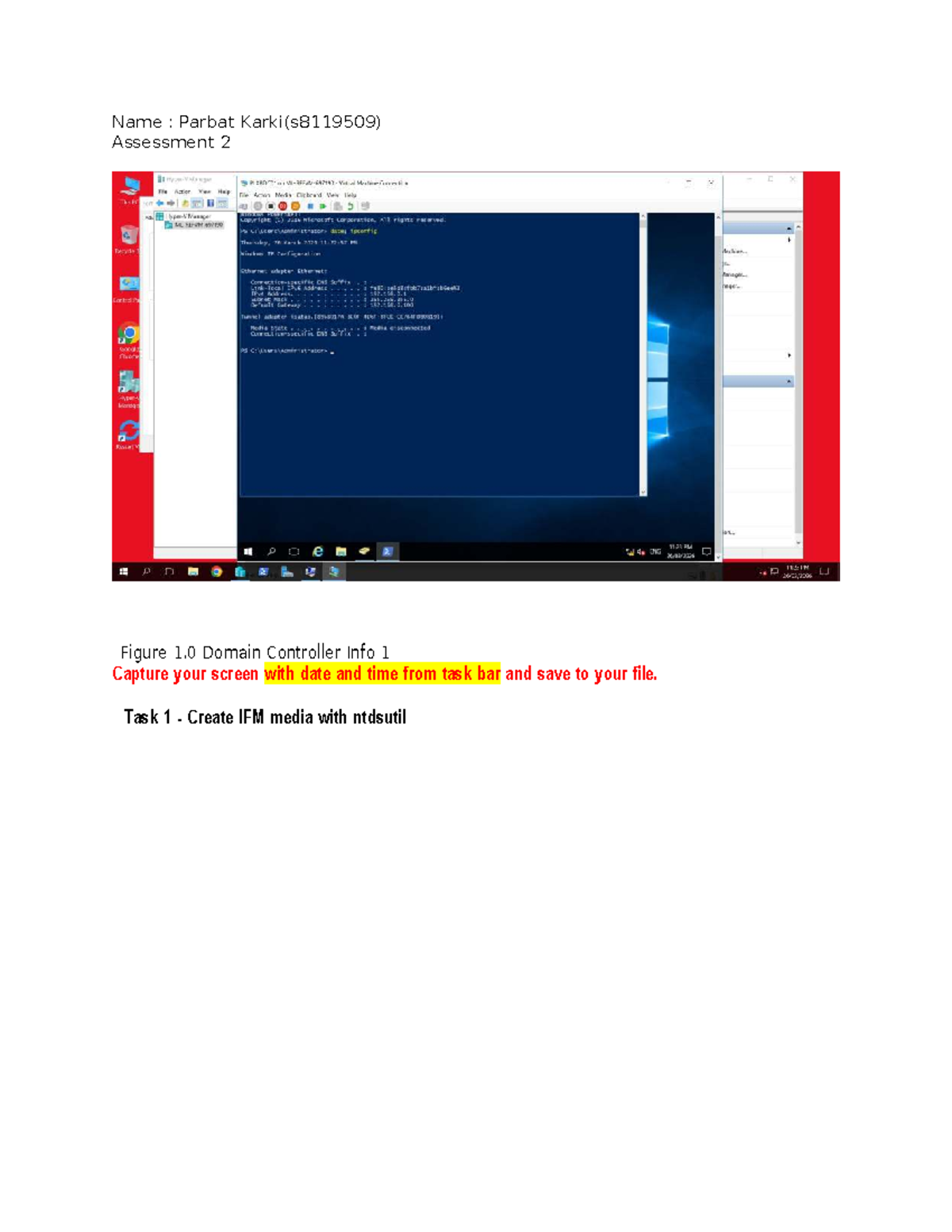 Lab Assessment 2: Domain Controller Setup & Management (S8119509) - Studocu
