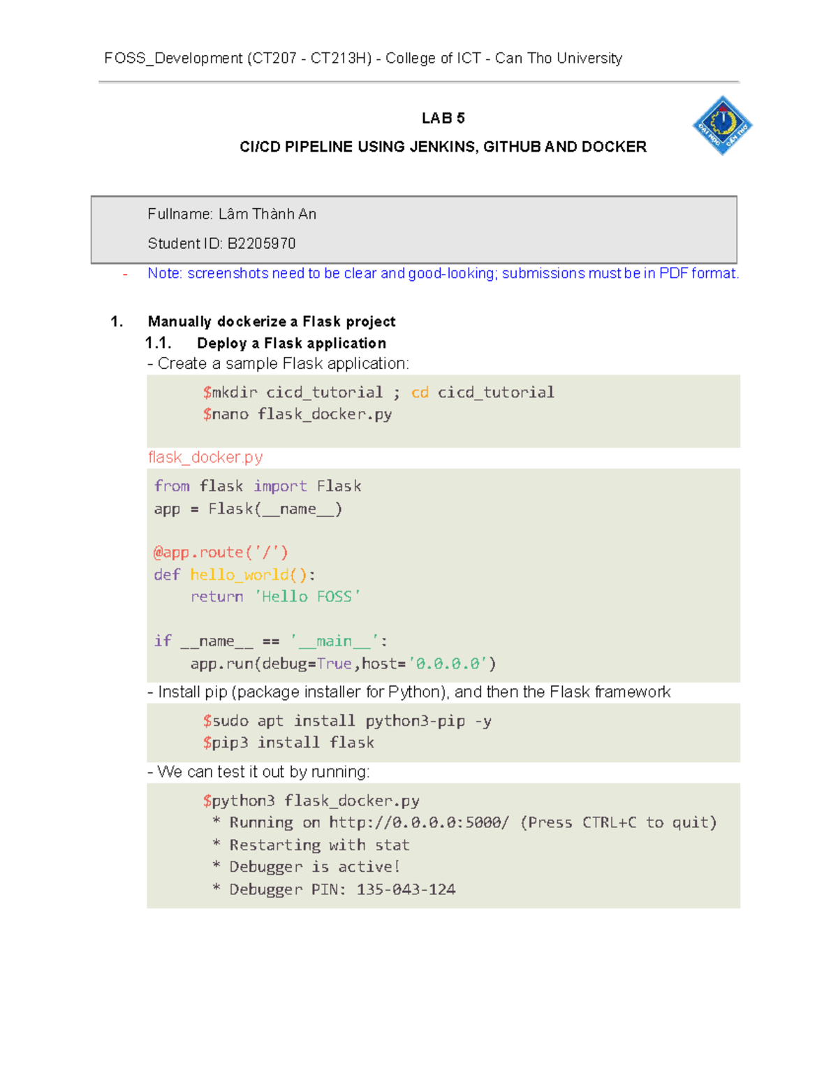FOSS Development Lab 5: CI/CD Pipeline with Jenkins, GitHub & Docker ...
