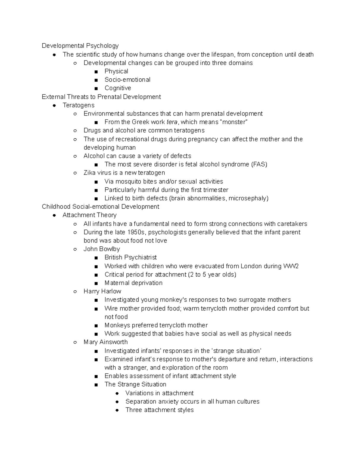 Developmental Psychology (PSY 101): Key Concepts and Theories Overview ...