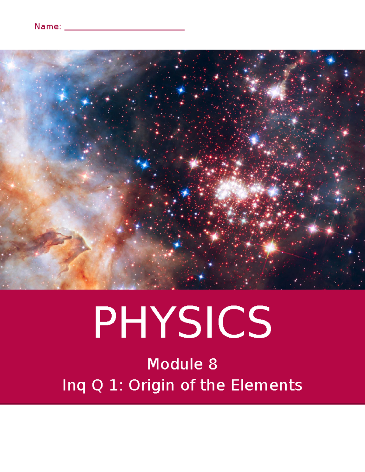 PHYS 2025: Exploration of Stars and the Universe in Module 8 - Studocu