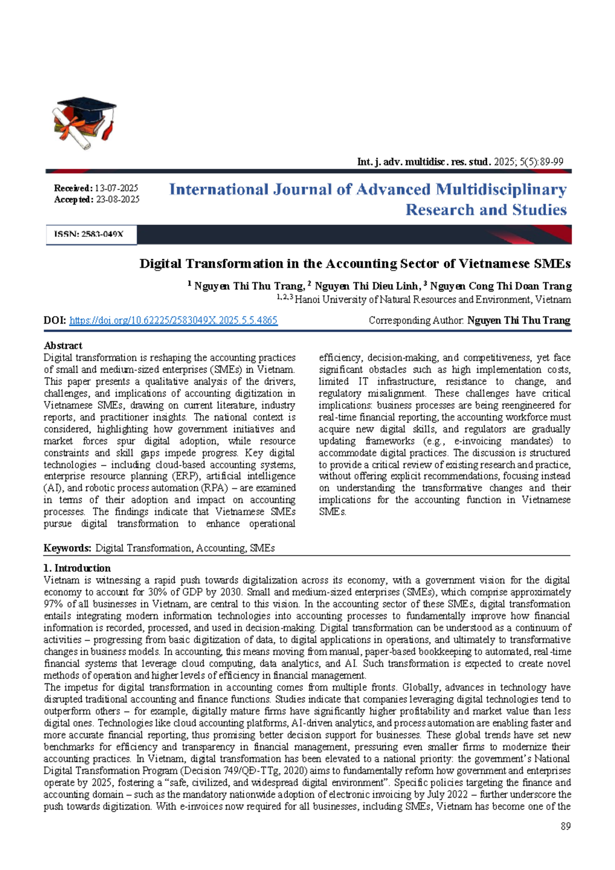Digital Transformation in Accounting for Vietnamese SMEs: Challenges ...