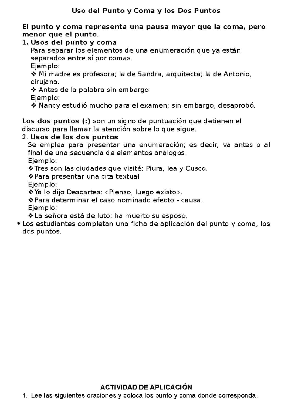 Ejemplos De Uso Correcto Del Punto Y Coma