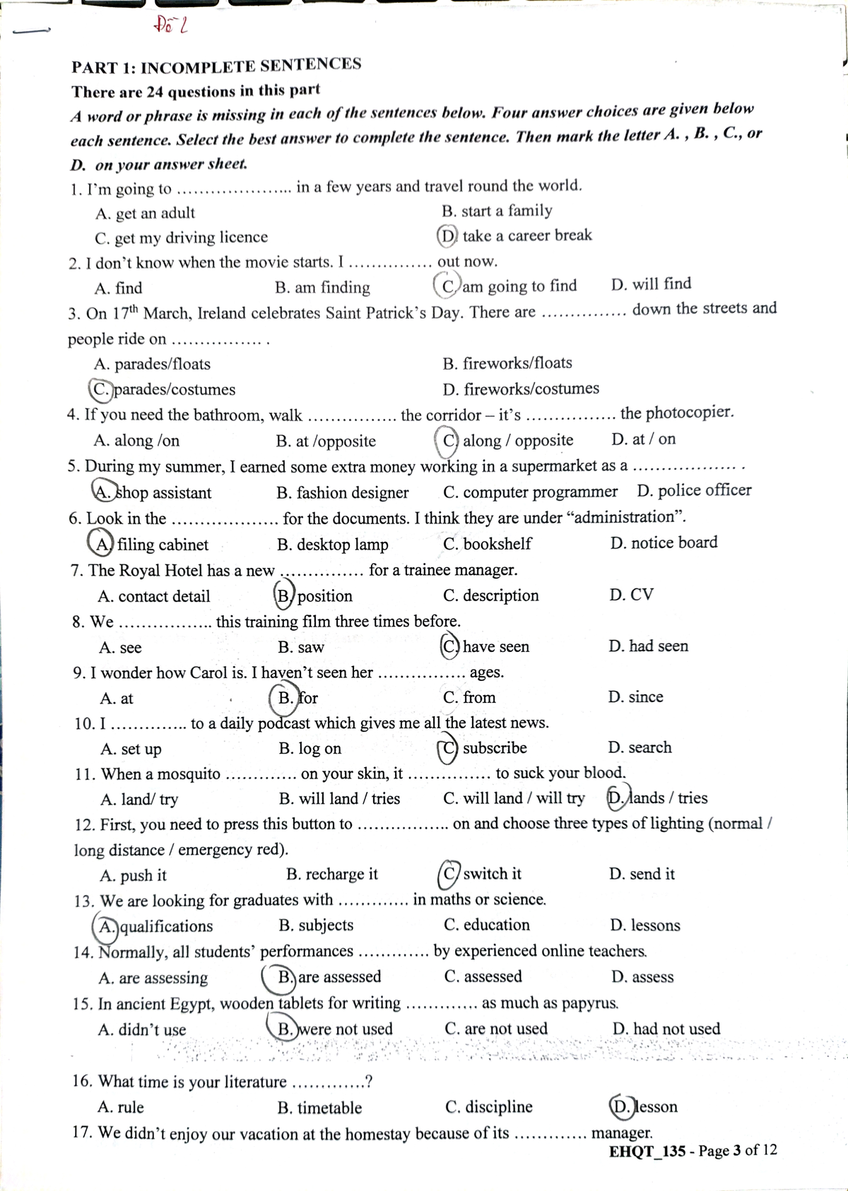 Del PART 1: Incomplete Sentences Practice Questions (IMG 20260107 ...