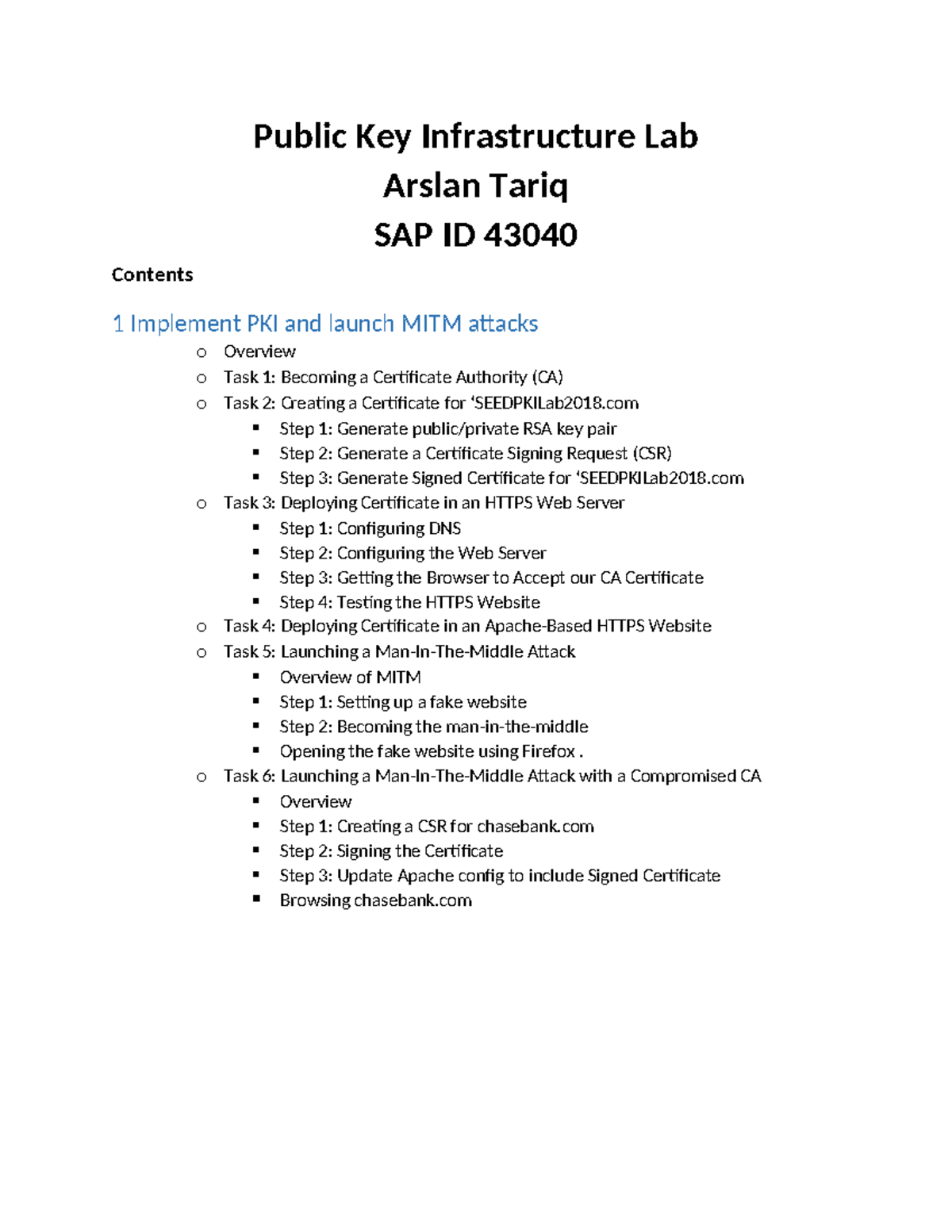 Lab 7: Public Key Infrastructure Implementation and MITM Attacks - Studocu