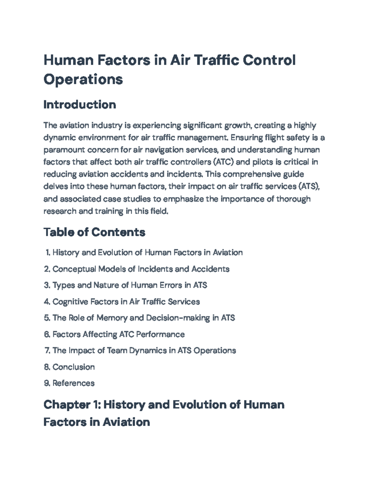 Human Factors in Air Traffic Control: Impacts on Safety and Operations ...