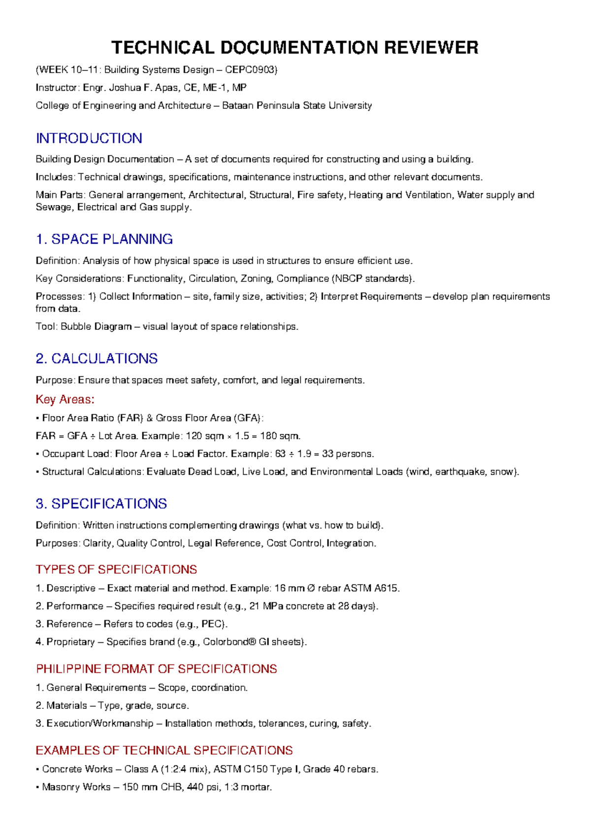 Building Systems Design Technical Documentation Review (CEPC0903) - Studocu