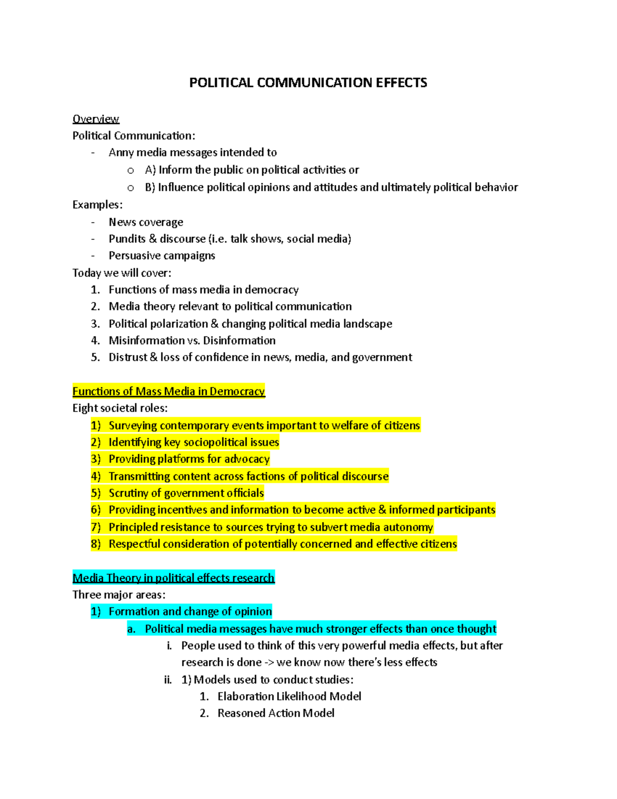 POL 14: Overview of Political Communication Effects and Media Impact ...