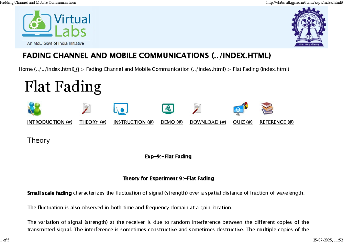 Fading Channel and Mobile Communications: Theory and Analysis (Exp 9 ...
