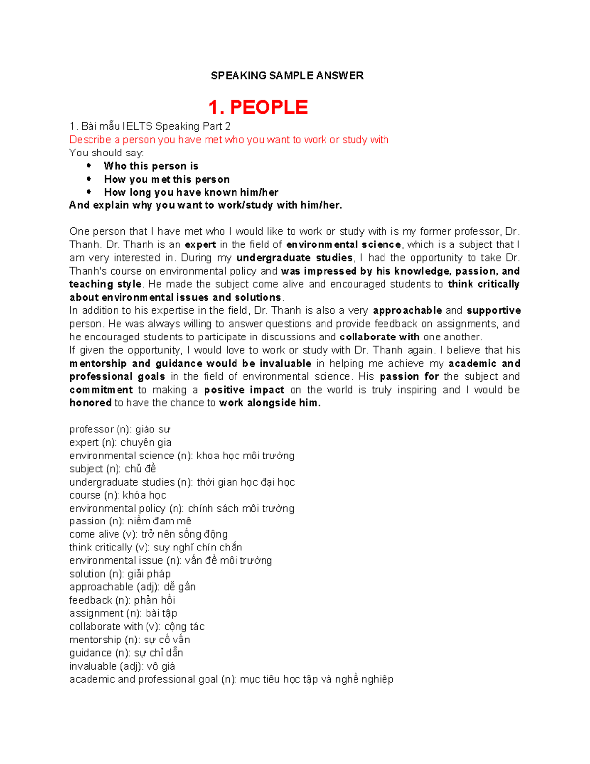 IELTS Speaking Sample Answers: Topics 8+ - Studocu