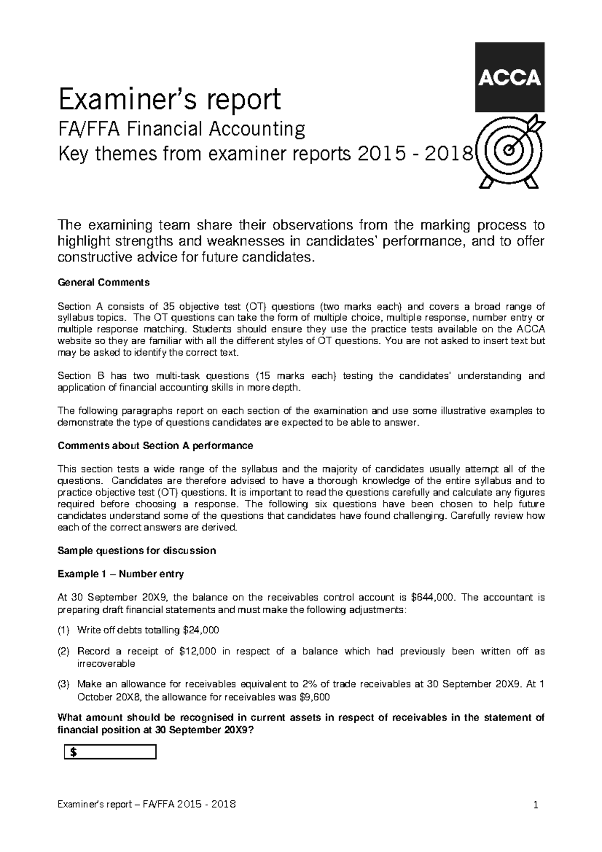 Fa ffa examreport 2015 2018 CIT ACCA ACBD xyz 2018 -2030 acca f7 ...