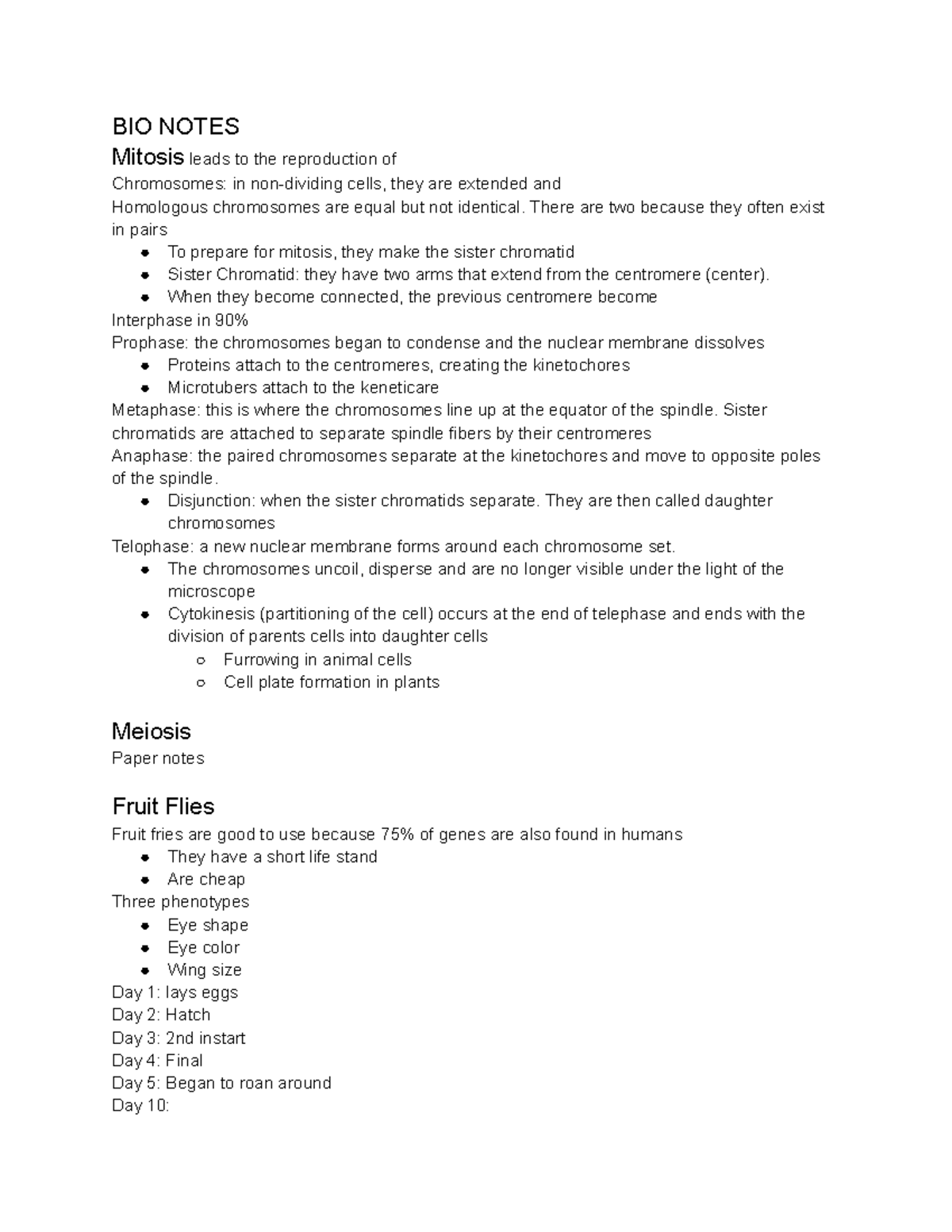 BIO 101 Lecture Notes: Mitosis, Meiosis, and Genetic Principles - Studocu