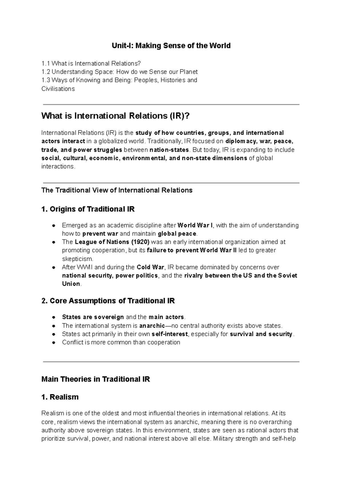 Reimagining International Relations: A Comprehensive Overview (IR 101 ...